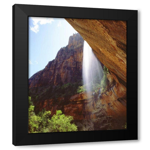 UT, Zion NP A waterfall drops from a cliff Black Modern Wood Framed Art Print with Double Matting by Talbot Frank, Christopher