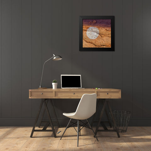 Utah Circular bleaching pattern in sandstone Black Modern Wood Framed Art Print by Paulson, Don