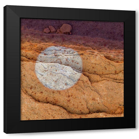Utah Circular bleaching pattern in sandstone Black Modern Wood Framed Art Print by Paulson, Don