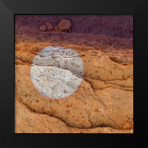 Utah Circular bleaching pattern in sandstone Black Modern Wood Framed Art Print by Paulson, Don