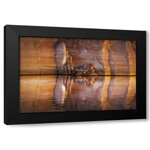 UT, Glen Canyon Abstract stained sandstone wall Black Modern Wood Framed Art Print by Paulson, Don