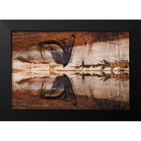 UT, Glen Canyon Abstract stained sandstone wall Black Modern Wood Framed Art Print by Paulson, Don