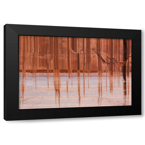 UT, Glen Canyon Sandstone with varnish stains Black Modern Wood Framed Art Print by Paulson, Don