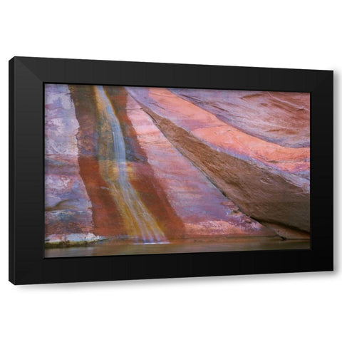 Utah, Glen Canyon NRA Waterfall in Bowns Canyon Black Modern Wood Framed Art Print by Paulson, Don