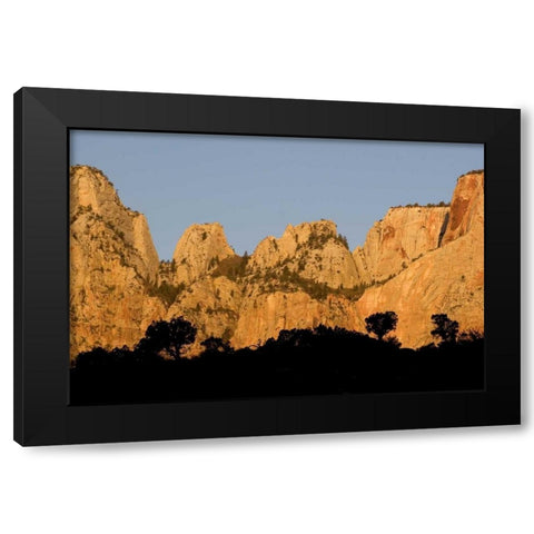 UT, Zion NP Towers of the Virgin River, sunrise Black Modern Wood Framed Art Print by Bush, Marie