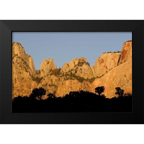 UT, Zion NP Towers of the Virgin River, sunrise Black Modern Wood Framed Art Print by Bush, Marie