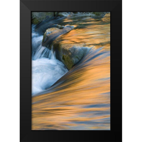 UT, Zion NP Canyon and sky in the Virgin River Black Modern Wood Framed Art Print by Rotenberg, Nancy
