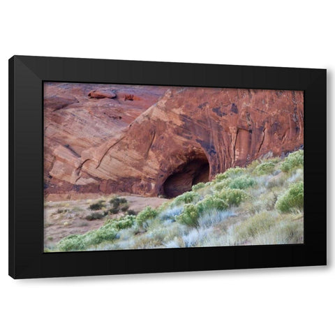Utah, Monument Valley Cave in Red Rock Canyon Black Modern Wood Framed Art Print by Rotenberg, Nancy