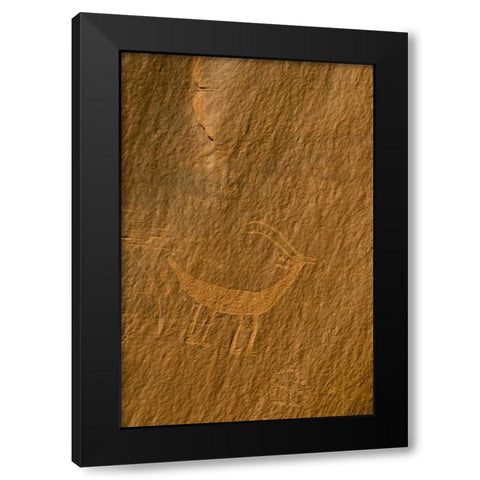 Utah, Monument Valley Petroglyphs on stone wall Black Modern Wood Framed Art Print with Double Matting by Rotenberg, Nancy