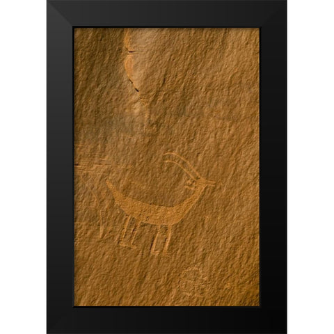 Utah, Monument Valley Petroglyphs on stone wall Black Modern Wood Framed Art Print by Rotenberg, Nancy