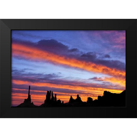 UT, Monument Valley The Totem Poles formations Black Modern Wood Framed Art Print by OBrien, Jay