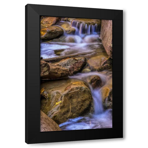 USA, Utah, Zion NP Rocks in stream Black Modern Wood Framed Art Print by OBrien, Jay