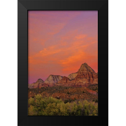 USA, Utah, Zion NP Mountain landscape Black Modern Wood Framed Art Print by OBrien, Jay