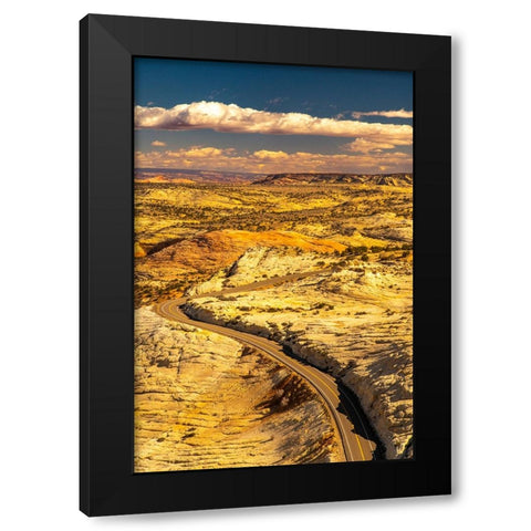 USA- Utah- Grand Staircase Escalante National Monument. Road through rugged landscape. Black Modern Wood Framed Art Print with Double Matting by Jaynes Gallery