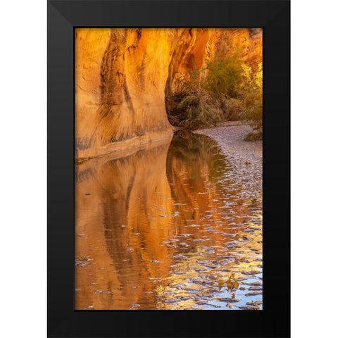 USA- Utah- Grand Staircase Escalante National Monument. Harris Wash and rock wall. Black Modern Wood Framed Art Print by Jaynes Gallery