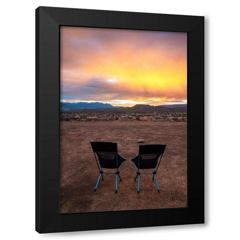 USA-Utah-Virgin Empty chairs facing the sky Black Modern Wood Framed Art Print by Davidson, Janell