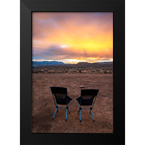 USA-Utah-Virgin Empty chairs facing the sky Black Modern Wood Framed Art Print by Davidson, Janell