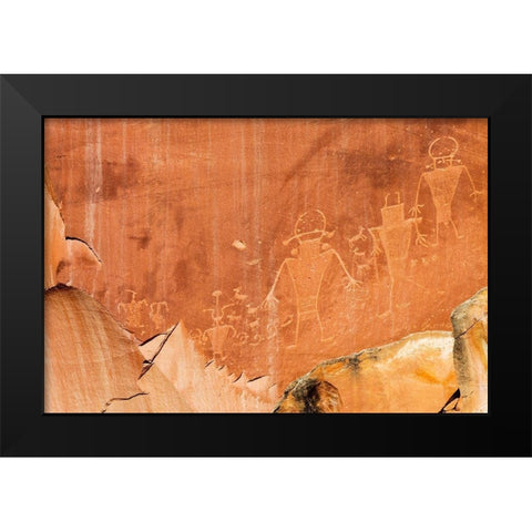 UT-Capitol Reef National Park-Fremont petroglyphs Black Modern Wood Framed Art Print by Wild, Jamie and Judy