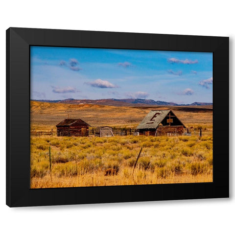 USA-Utah-old wooden barn and shed along highway 39 west of Woodruff Black Modern Wood Framed Art Print with Double Matting by Gulin, Sylvia