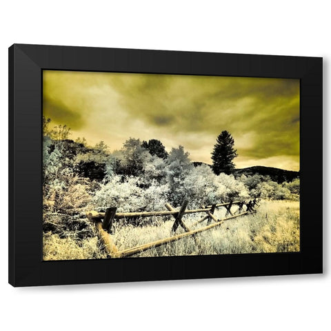 USA-Utah-Infrared of the Logan Pass area with split rai fence Black Modern Wood Framed Art Print by Eggers, Terry