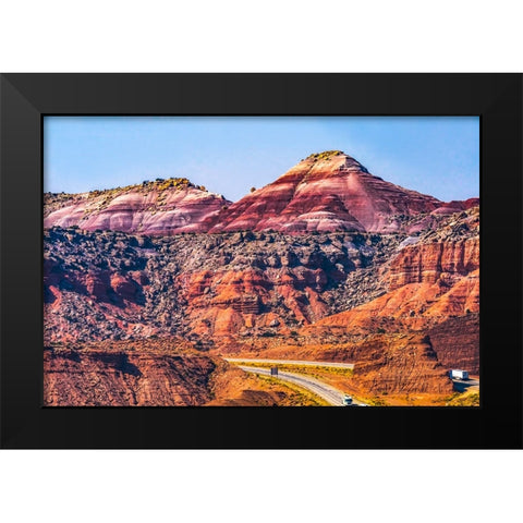 Colorful Red Canyon-Castle Valley-I-70 Highway-Utah Black Modern Wood Framed Art Print by Perry, William