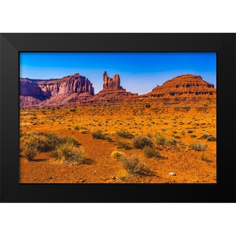 Colorful Sitting Hen Butte rock formation-Monument Valley-Utah Black Modern Wood Framed Art Print by Perry, William