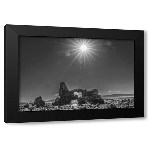 Black and white Turret Arch- Windows Section- Arches National Park- Moab- Utah. Black Modern Wood Framed Art Print with Double Matting by Perry, William