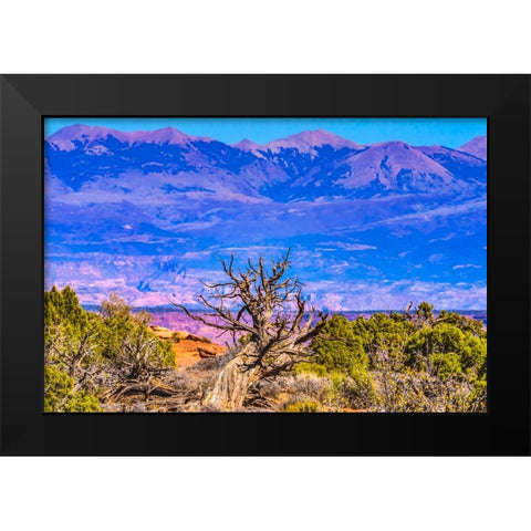 Old wood branch- Abajo Mountains- Canyonlands National Park- Moab- Utah. Black Modern Wood Framed Art Print by Perry, William