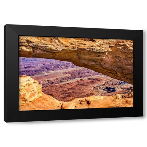 Mesa Arch- Red Rock Canyons- Canyonlands National Park- Moab- Utah. Black Modern Wood Framed Art Print with Double Matting by Perry, William