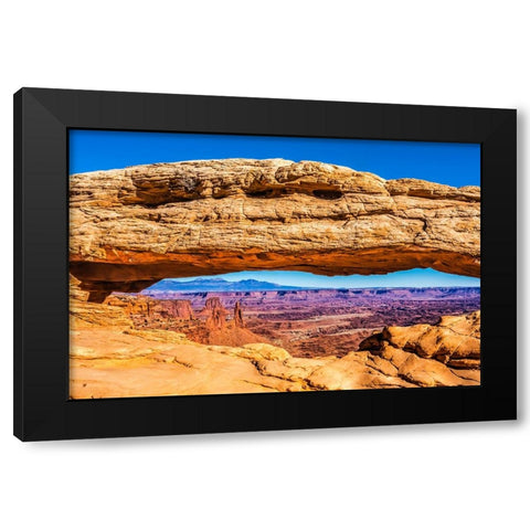 Mesa Arch- Red Rock Canyons- Canyonlands National Park- Moab- Utah. Black Modern Wood Framed Art Print with Double Matting by Perry, William