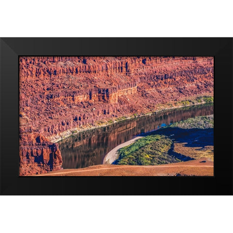 Green River- Grand View Point Overlook- Red Rock Canyons- Canyonlands National Park- Moab- Utah. Black Modern Wood Framed Art Print by Perry, William