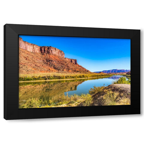 Sandy beach river access. Colorado River- Moab- Utah. Black Modern Wood Framed Art Print with Double Matting by Perry, William