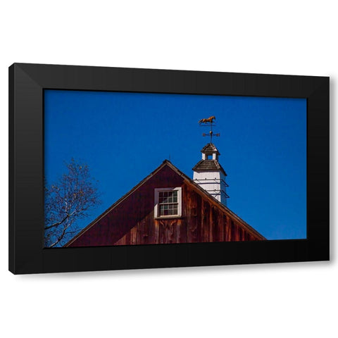 USA-New England-Vermont weather vane on top of wooden barn topped with horse Black Modern Wood Framed Art Print by Gulin, Sylvia