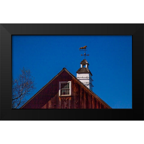 USA-New England-Vermont weather vane on top of wooden barn topped with horse Black Modern Wood Framed Art Print by Gulin, Sylvia