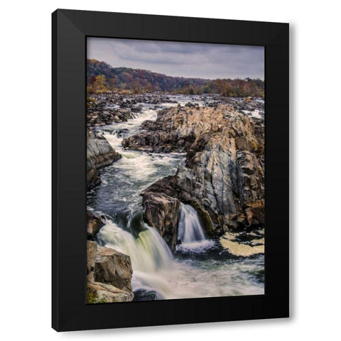 Virginia, Great Falls Rapids on Potomac River Black Modern Wood Framed Art Print by OBrien, Jay