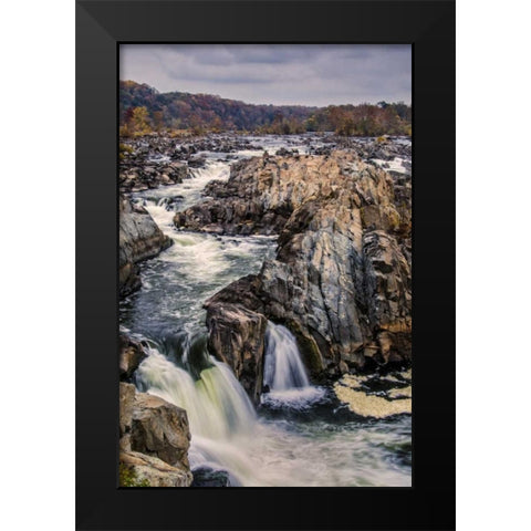 Virginia, Great Falls Rapids on Potomac River Black Modern Wood Framed Art Print by OBrien, Jay