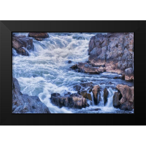 Virginia, Great Falls Rapids on Potomac River Black Modern Wood Framed Art Print by OBrien, Jay