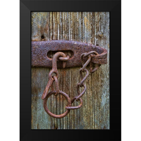 VA, Roanoke, Explore Park Rusty barn door lock Black Modern Wood Framed Art Print by Paulson, Don