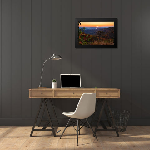 USA-Virginia-Shenandoah National Park-Sunrise along Skyline Drive in the Fall Black Modern Wood Framed Art Print by Looney, Hollice