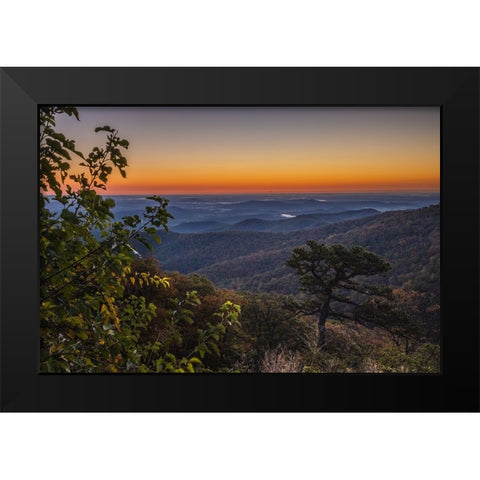 USA-Virginia-Shenandoah National Park-Sunrise along Skyline Drive in the Fall Black Modern Wood Framed Art Print by Looney, Hollice