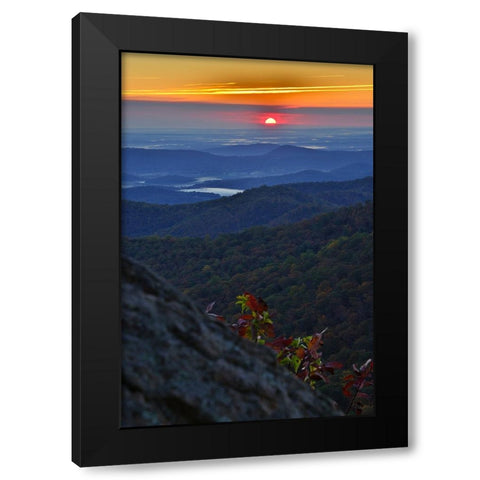 USA-Virginia-Shenandoah National Park-Sunrise along Skyline Drive in the Fall Black Modern Wood Framed Art Print with Double Matting by Looney, Hollice