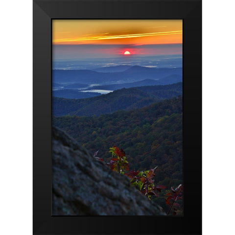 USA-Virginia-Shenandoah National Park-Sunrise along Skyline Drive in the Fall Black Modern Wood Framed Art Print by Looney, Hollice
