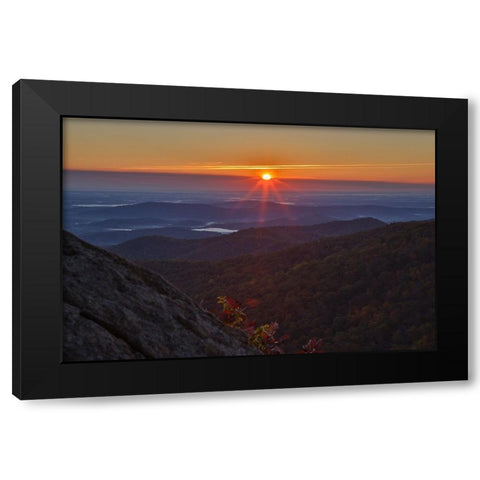 USA-Virginia-Shenandoah National Park-Sunrise along Skyline Drive in the Fall Black Modern Wood Framed Art Print by Looney, Hollice