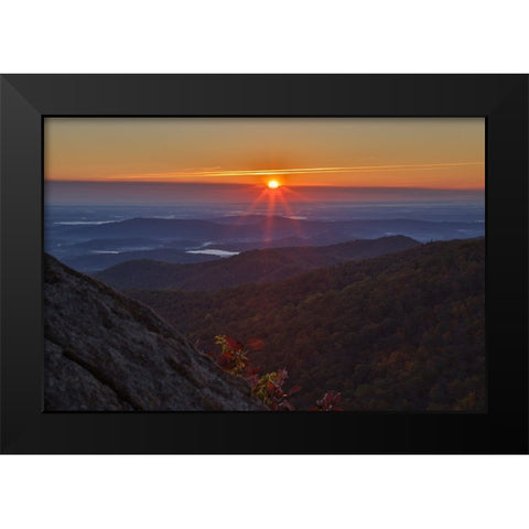 USA-Virginia-Shenandoah National Park-Sunrise along Skyline Drive in the Fall Black Modern Wood Framed Art Print by Looney, Hollice