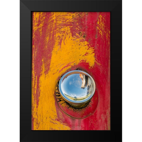 Gas cap on old abandoned truck-Palouse region of eastern Washington State Black Modern Wood Framed Art Print by Jones, Adam
