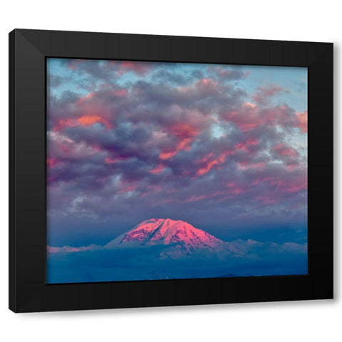 Mt Rainier at sunset-Washington State Black Modern Wood Framed Art Print by Jones, Adam