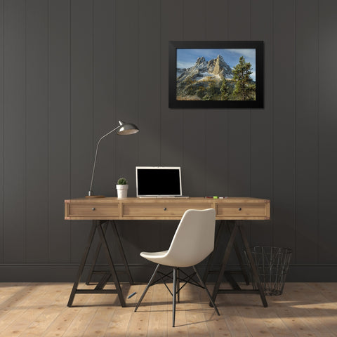 Liberty Bell Mountain and Early Winters Spires seen from Washington State Pass Overlook Black Modern Wood Framed Art Print by Majchrowicz, Alan
