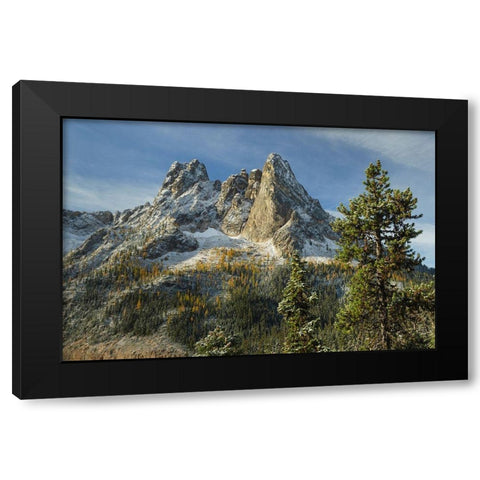 Liberty Bell Mountain and Early Winters Spires seen from Washington State Pass Overlook Black Modern Wood Framed Art Print by Majchrowicz, Alan