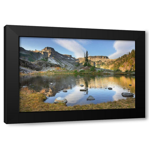 Heather Meadows in autumn Table Mountain is in the distance  Black Modern Wood Framed Art Print by Majchrowicz, Alan