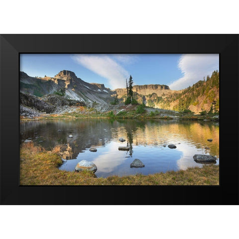 Heather Meadows in autumn Table Mountain is in the distance  Black Modern Wood Framed Art Print by Majchrowicz, Alan
